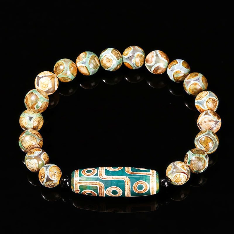 チベット九眼天珠 白檀製 富貴ブレスレット Tibetan Nine-Eye Dzi Bead Sandalwood Wealth Bracelet
