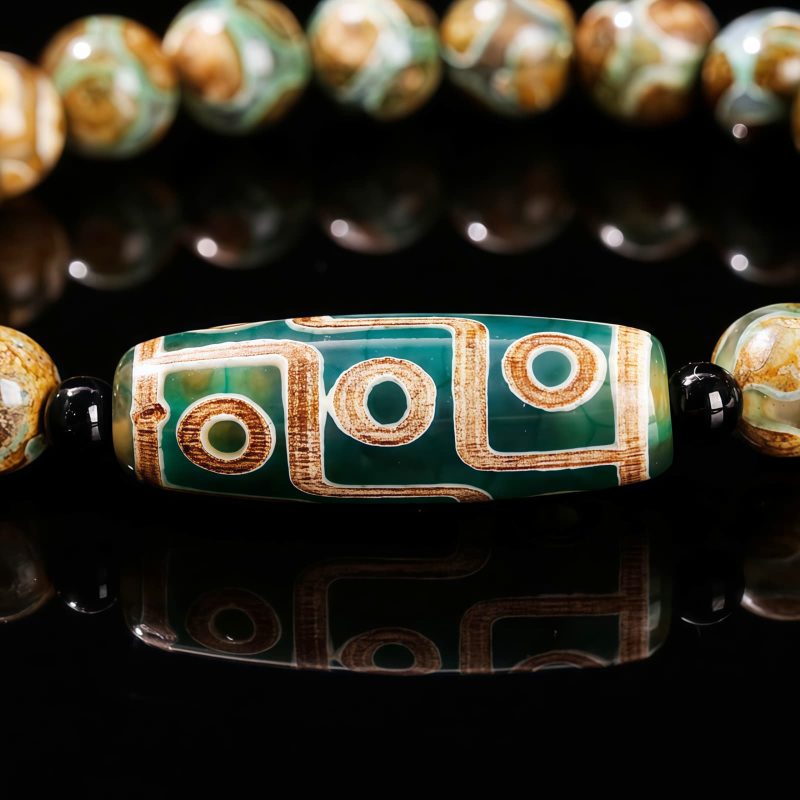 チベット九眼天珠 白檀製 富貴ブレスレット Tibetan Nine-Eye Dzi Bead Sandalwood Wealth Bracelet