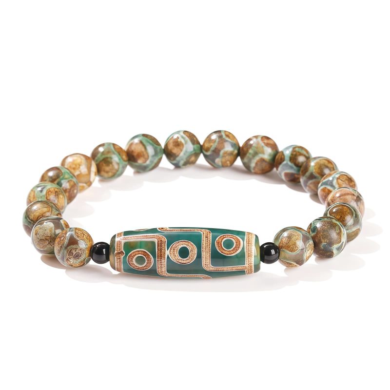 チベット九眼天珠 白檀製 富貴ブレスレット Tibetan Nine-Eye Dzi Bead Sandalwood Wealth Bracelet
