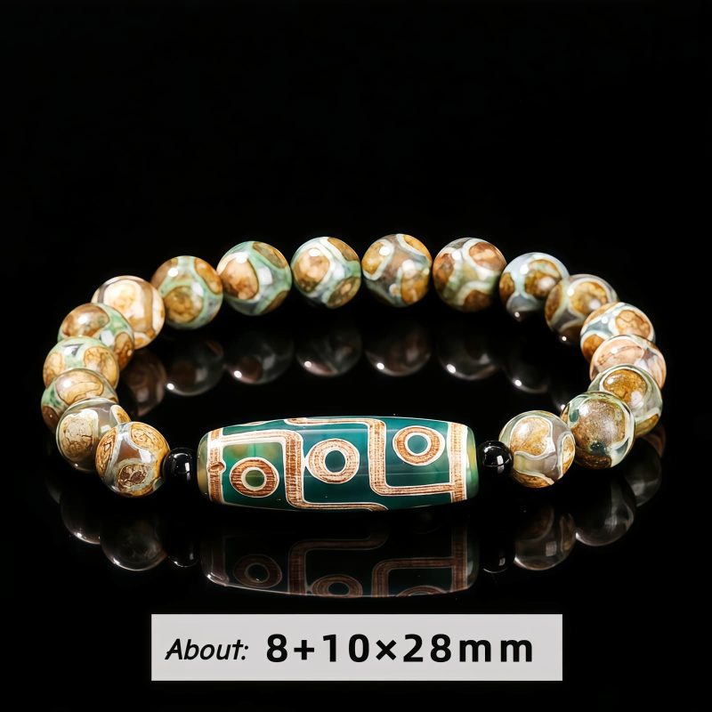 チベット九眼天珠 白檀製 富貴ブレスレット Tibetan Nine-Eye Dzi Bead Sandalwood Wealth Bracelet