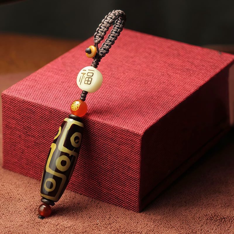 Pulsera de Riqueza de Perlas Dzi de Nueve Ojos Tibetana Tibetan Nine-Eye Dzi Bead Wealth Bracelet