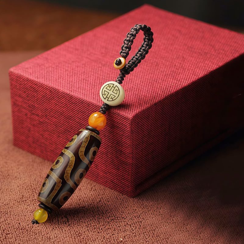 Pulsera de Riqueza de Perlas Dzi de Nueve Ojos Tibetana Tibetan Nine-Eye Dzi Bead Wealth Bracelet