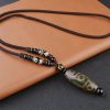 Collar de Protección y Abundancia con Dzi de Nueve Ojos Tibetano Tibetan Nine-Eye Dzi Bead Wealth Protection Necklace