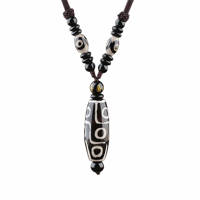 Collar de Protección y Abundancia con Dzi de Nueve Ojos Tibetano Tibetan Nine-Eye Dzi Bead Wealth Protection Necklace