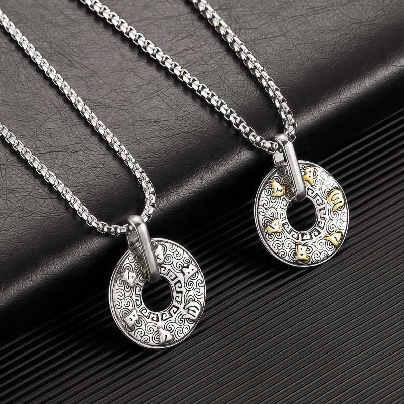 Collar con dije de paz budista tibetano Om Mani Padme Hum Tibetan Om Mani Padme Hum Peace Necklace Pendant
