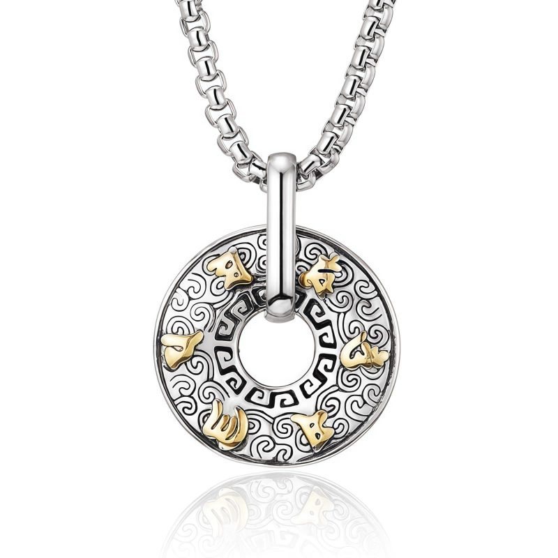 Collar con dije de paz budista tibetano Om Mani Padme Hum Tibetan Om Mani Padme Hum Peace Necklace Pendant