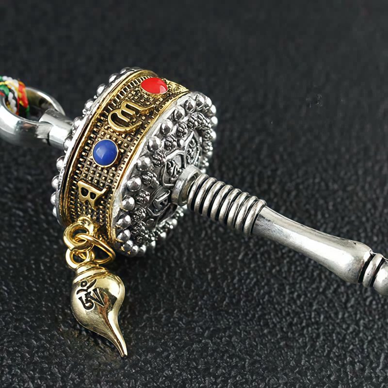 زخرفة حلقة الصلاة التبتية Om Mani Padme Hum لتعليق السيارة Tibetan Om Mani Padme Hum Prayer Wheel Car Hanging Ornament