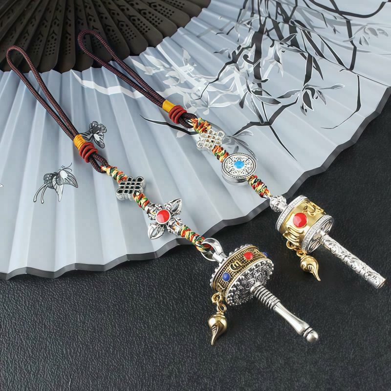زخرفة حلقة الصلاة التبتية Om Mani Padme Hum لتعليق السيارة Tibetan Om Mani Padme Hum Prayer Wheel Car Hanging Ornament