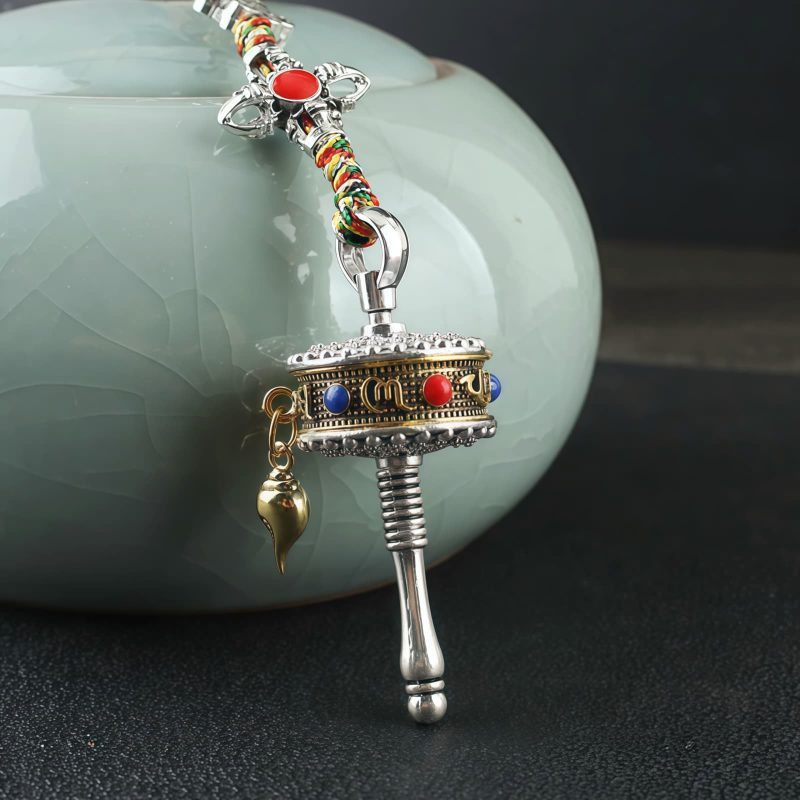 زخرفة حلقة الصلاة التبتية Om Mani Padme Hum لتعليق السيارة Tibetan Om Mani Padme Hum Prayer Wheel Car Hanging Ornament
