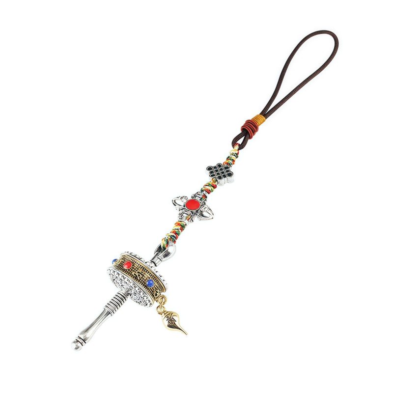 زخرفة حلقة الصلاة التبتية Om Mani Padme Hum لتعليق السيارة Tibetan Om Mani Padme Hum Prayer Wheel Car Hanging Ornament