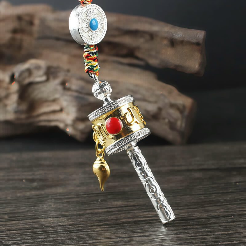 زخرفة حلقة الصلاة التبتية Om Mani Padme Hum لتعليق السيارة Tibetan Om Mani Padme Hum Prayer Wheel Car Hanging Ornament
