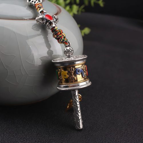 زخرفة حلقة الصلاة التبتية Om Mani Padme Hum لتعليق السيارة زخرفة حلقة الصلاة التبتية Om Mani Padme Hum لتعليق السيارة