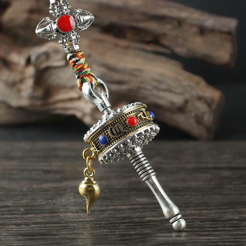 زخرفة حلقة الصلاة التبتية Om Mani Padme Hum لتعليق السيارة Tibetan Om Mani Padme Hum Prayer Wheel Car Hanging Ornament