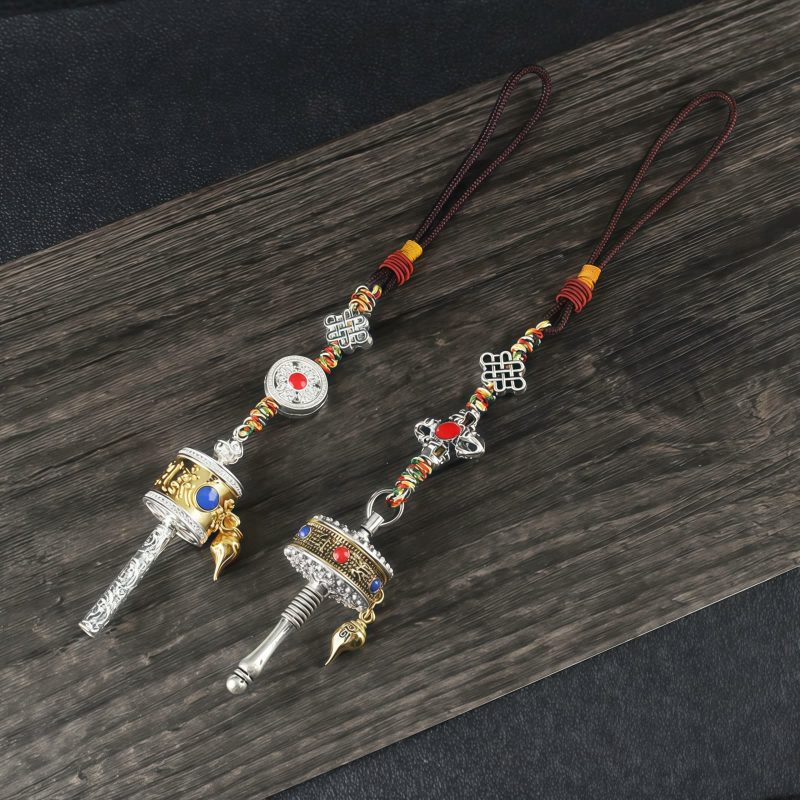 زخرفة حلقة الصلاة التبتية Om Mani Padme Hum لتعليق السيارة Tibetan Om Mani Padme Hum Prayer Wheel Car Hanging Ornament