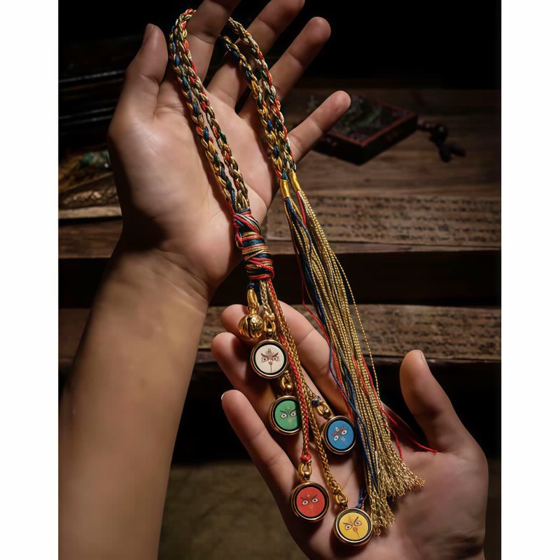 Adorno de Pared con los Cinco Dioses Tibetanos de la Riqueza Tibetan Five Gods of Wealth Wall Hanging Decoration