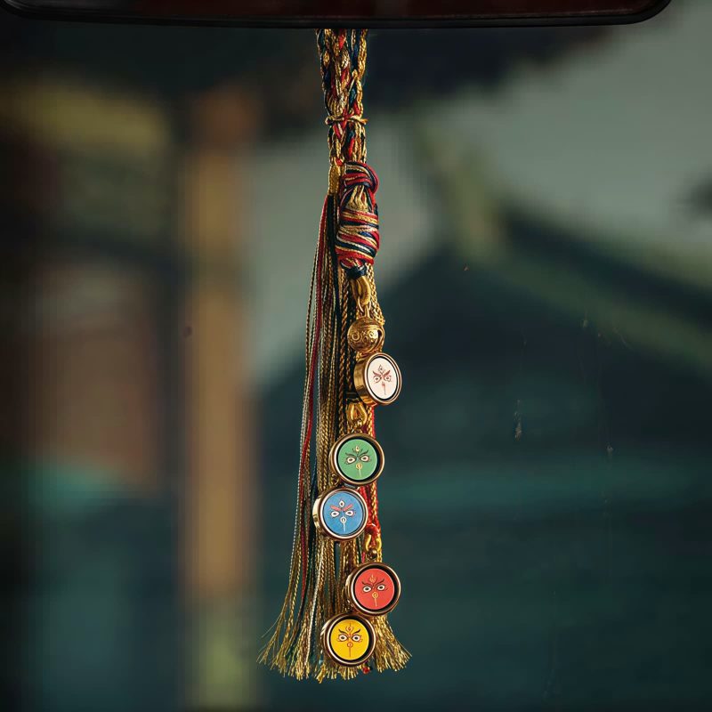 Adorno de Pared con los Cinco Dioses Tibetanos de la Riqueza Tibetan Five Gods of Wealth Wall Hanging Decoration