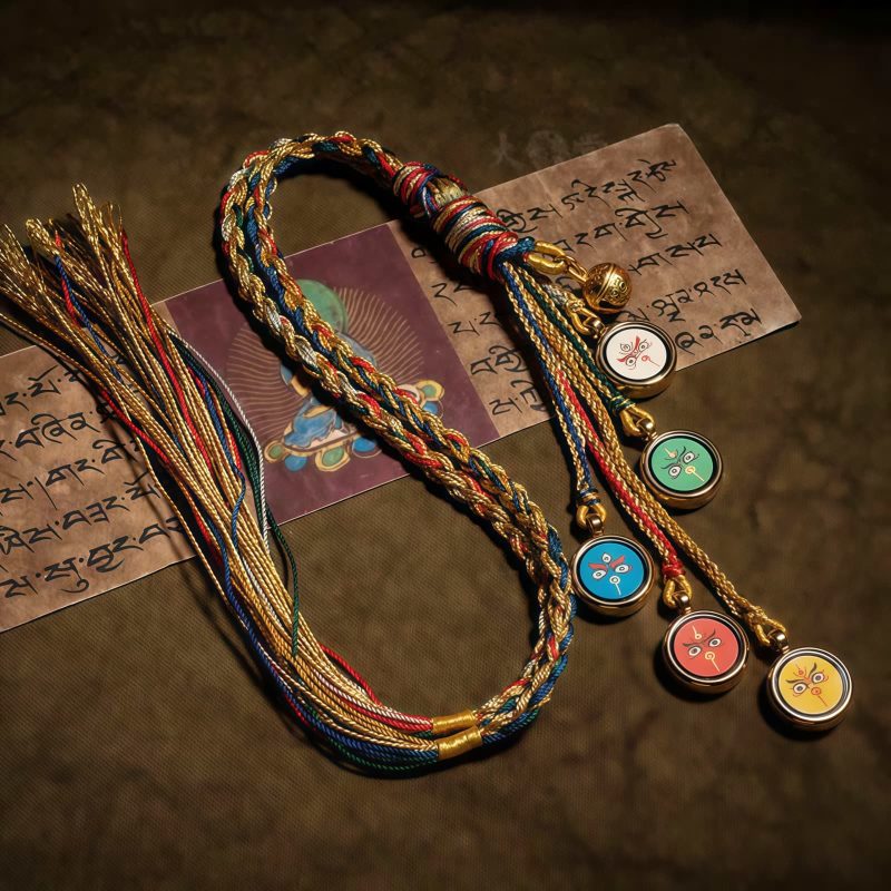 Adorno de Pared con los Cinco Dioses Tibetanos de la Riqueza Tibetan Five Gods of Wealth Wall Hanging Decoration