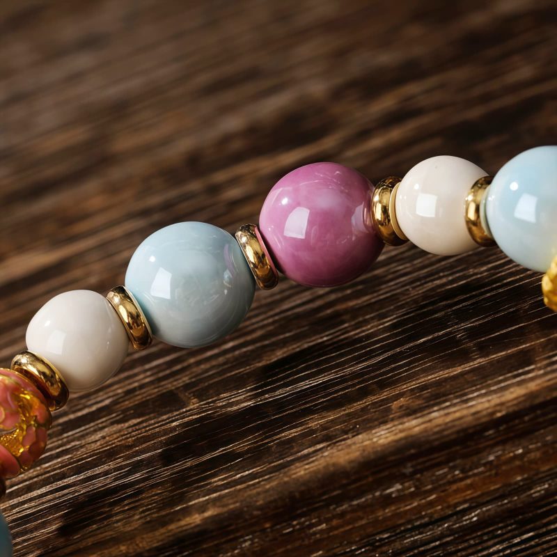Pulsera de Protección de Vidrio Liuli con la Diosa Tibetana de la Riqueza Zakiram Tibetan Zakiram Goddess of Wealth Liuli Glass Protection Bracelet