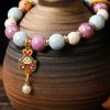 Pulsera de Protección de Vidrio Liuli con la Diosa Tibetana de la Riqueza Zakiram Tibetan Zakiram Goddess of Wealth Liuli Glass Protection Bracelet