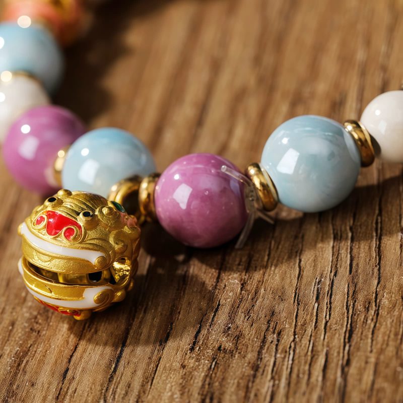 Pulsera de Protección de Vidrio Liuli con la Diosa Tibetana de la Riqueza Zakiram Tibetan Zakiram Goddess of Wealth Liuli Glass Protection Bracelet