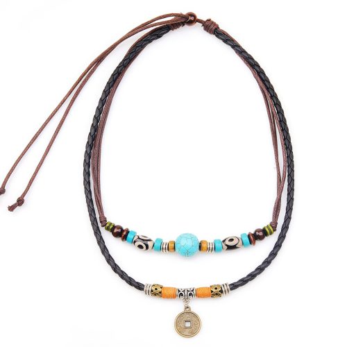 Collar de Protección con Cuentas Dzi de Turquesa Collar de Protección con Cuentas Dzi de Turquesa