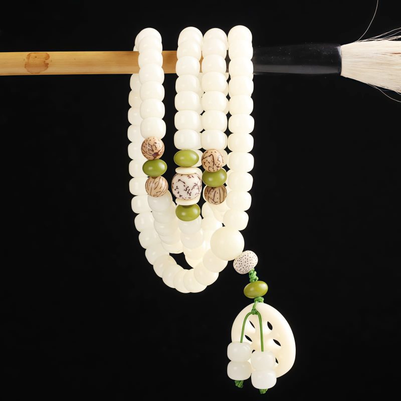 Gelang Keberuntungan 108 Butir Biji Bodhi Putih White Bodhi Seed 108 Mala Luck Bracelet