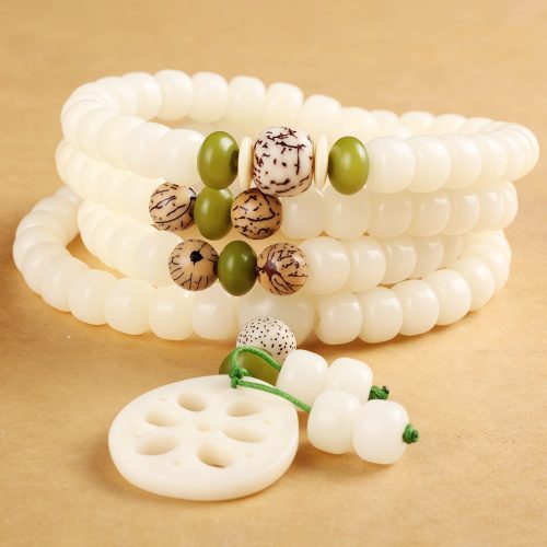 Pulsera de la Suerte Mala de Semilla de Bodhi Blanca 108 Pulsera de la Suerte Mala de Semilla de Bodhi Blanca 108