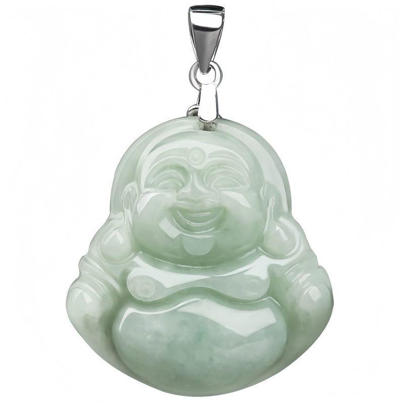 Gelang Liontin Buddha Tertawa dari Perak 925 dan Giok 925 Silver Laughing Buddha Jade Pendant Chain Pendant