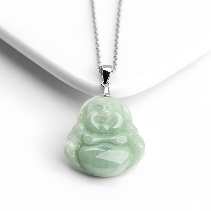 Gelang Liontin Buddha Tertawa dari Perak 925 dan Giok 925 Silver Laughing Buddha Jade Pendant Chain Pendant
