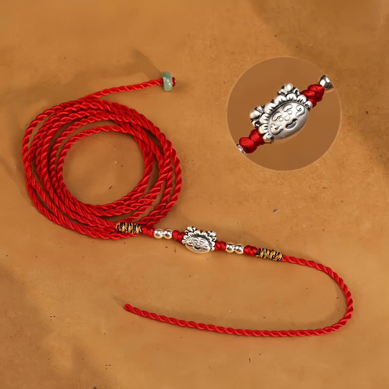 Cadena de vientre con hilo rojo y plata 999 de bendición 999 Silver Blessing Red String Belly Chain