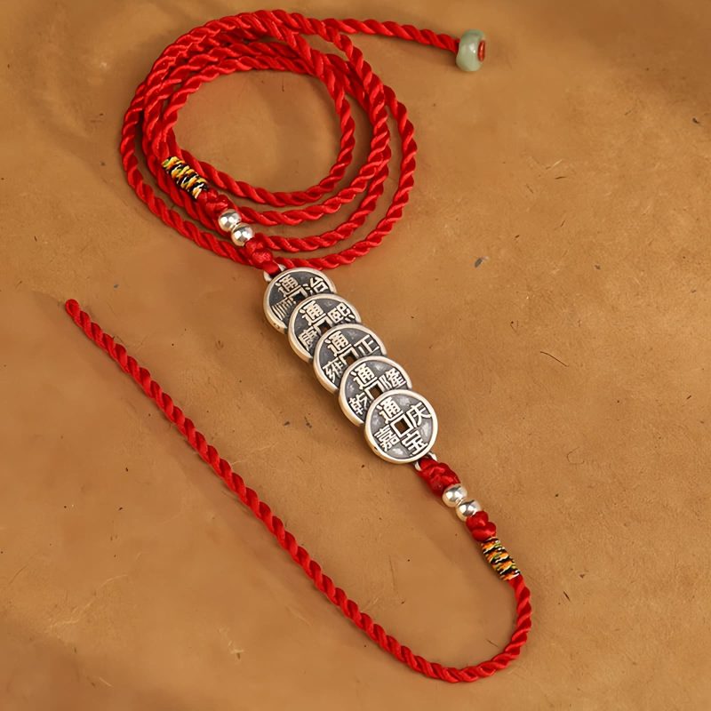 Cadena de vientre con hilo rojo y plata 999 de bendición 999 Silver Blessing Red String Belly Chain
