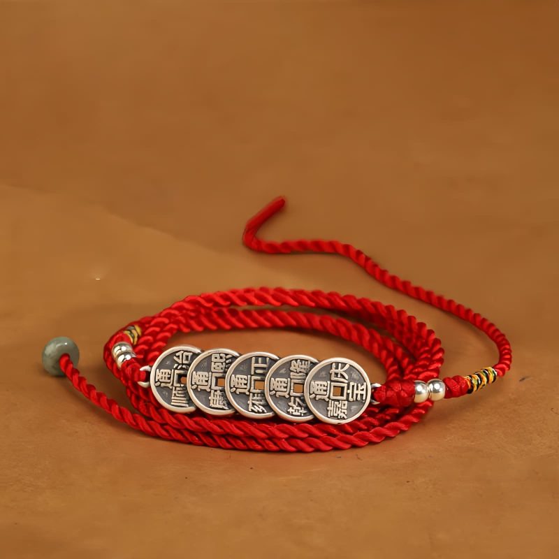 Cadena de vientre con hilo rojo y plata 999 de bendición 999 Silver Blessing Red String Belly Chain