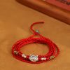 Cadena de vientre con hilo rojo y plata 999 de bendición 999 Silver Blessing Red String Belly Chain