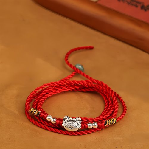 Cadena de vientre con hilo rojo y plata 999 de bendición Cadena de vientre con hilo rojo y plata 999 de bendición