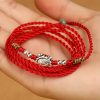 Cadena de vientre con hilo rojo y plata 999 de bendición 999 Silver Blessing Red String Belly Chain