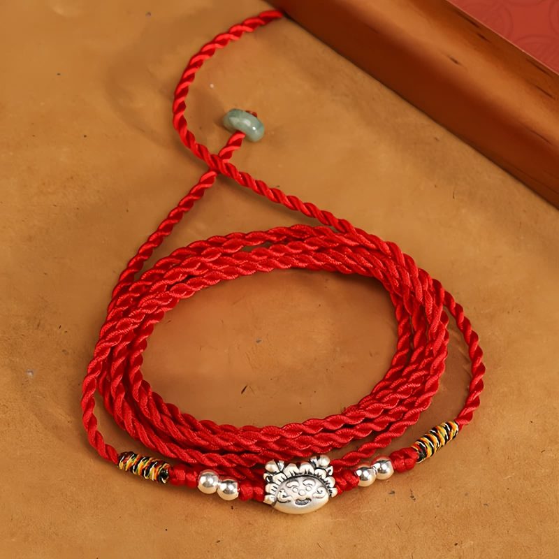 Cadena de vientre con hilo rojo y plata 999 de bendición 999 Silver Blessing Red String Belly Chain
