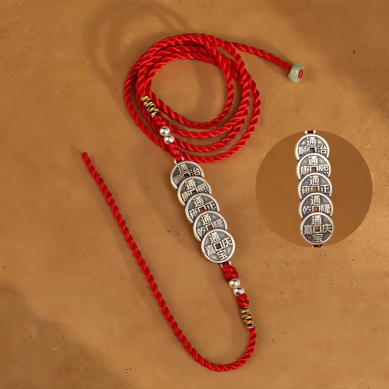 Cadena de vientre con hilo rojo y plata 999 de bendición 999 Silver Blessing Red String Belly Chain