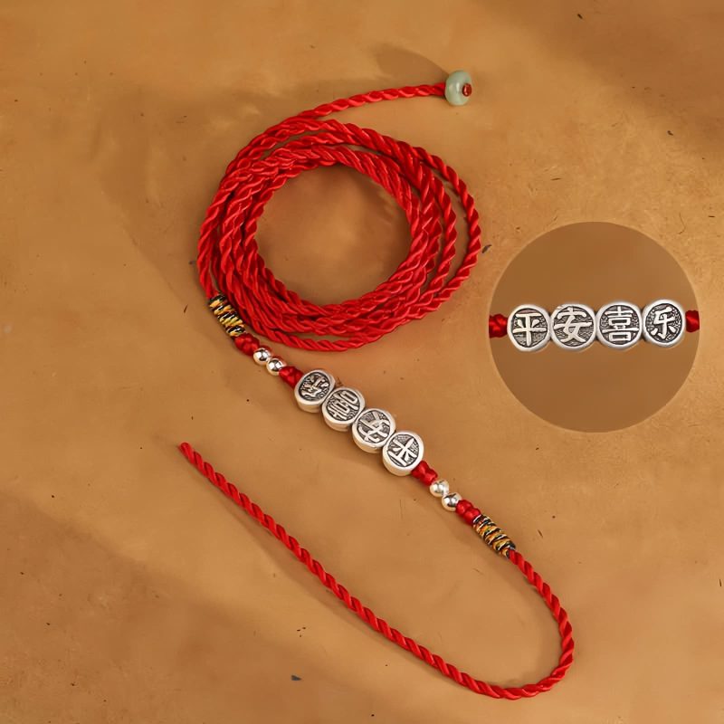 Cadena de vientre con hilo rojo y plata 999 de bendición 999 Silver Blessing Red String Belly Chain