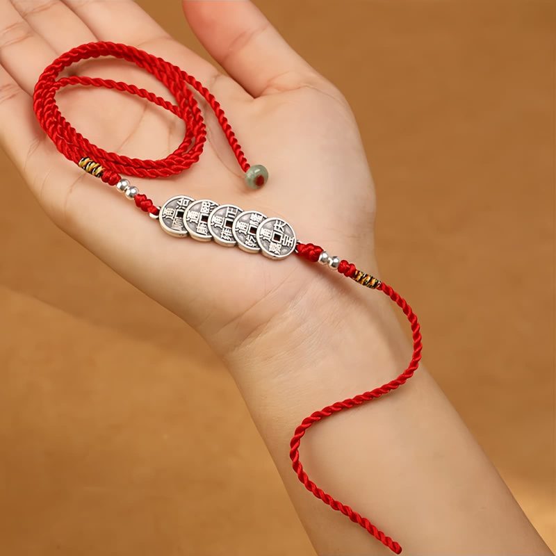 Cadena de vientre con hilo rojo y plata 999 de bendición 999 Silver Blessing Red String Belly Chain