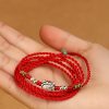 Cadena de vientre con hilo rojo y plata 999 de bendición 999 Silver Blessing Red String Belly Chain