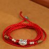 Cadena de vientre con hilo rojo y plata 999 de bendición 999 Silver Blessing Red String Belly Chain
