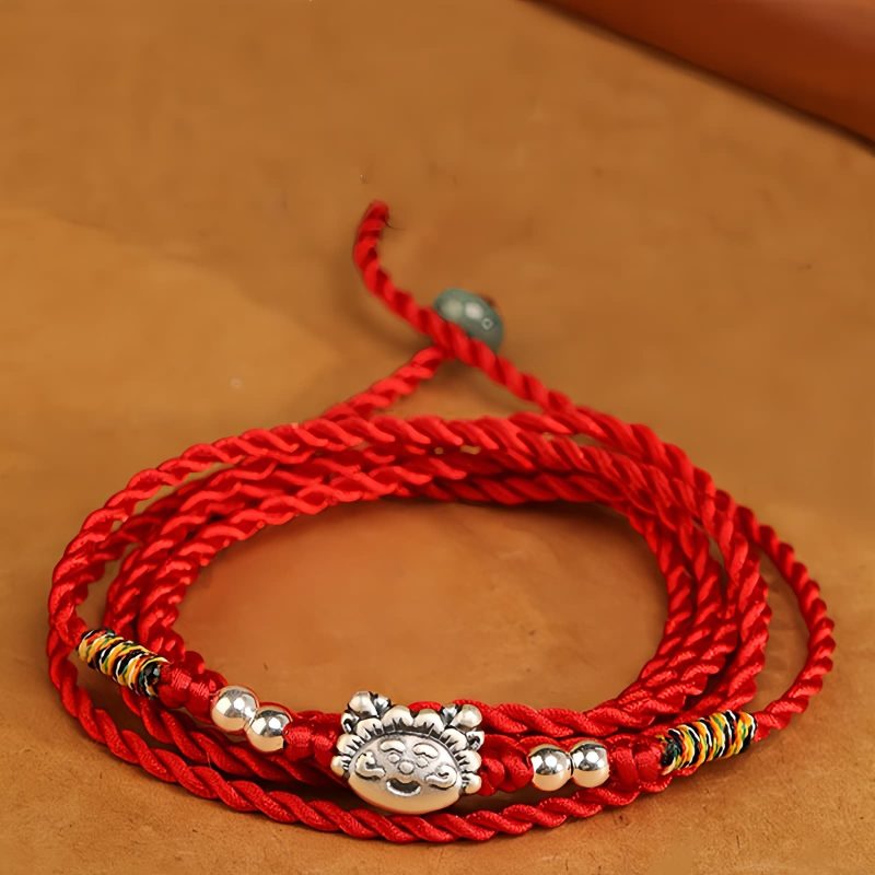 Cadena de vientre con hilo rojo y plata 999 de bendición 999 Silver Blessing Red String Belly Chain