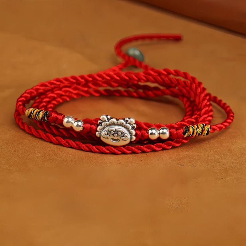 Cadena de vientre con hilo rojo y plata 999 de bendición 999 Silver Blessing Red String Belly Chain