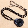 黒曜石笑佛パワーペンダントネックレス Black Obsidian Buddha Strength Pendant Necklace