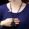 黒曜石笑佛パワーペンダントネックレス Black Obsidian Buddha Strength Pendant Necklace