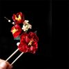 Pasador de Pelo de Camelia Roja Estilo Chino Hecho a Mano Chinese Style Handmade Red Camellia Hair Clip
