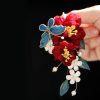 Pasador de Pelo de Camelia Roja Estilo Chino Hecho a Mano Chinese Style Handmade Red Camellia Hair Clip