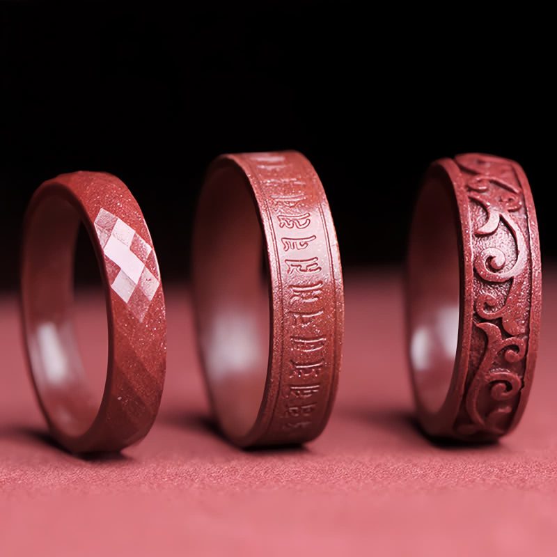 Anillo de Bendición Cinabrio Om Mani Padme Hum Cinnabar Om Mani Padme Hum Blessing Ring