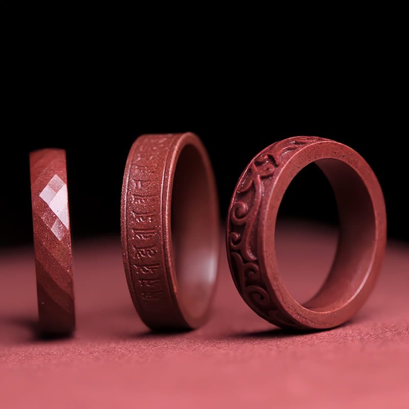 Anillo de Bendición Cinabrio Om Mani Padme Hum Cinnabar Om Mani Padme Hum Blessing Ring