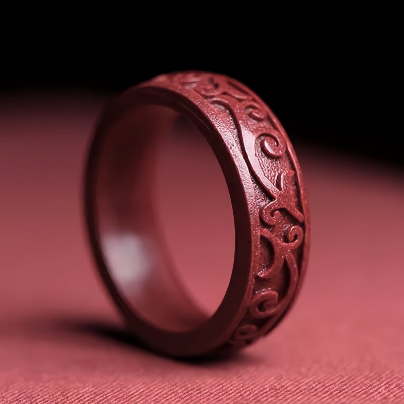 Anillo de Bendición Cinabrio Om Mani Padme Hum Cinnabar Om Mani Padme Hum Blessing Ring